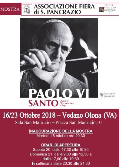 Featured image for “Vedano Olona (Va): Paolo VI Santo. L’Uomo, l’Arcivescovo, il Papa”