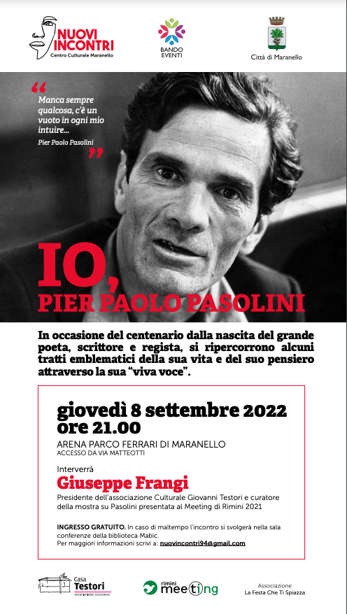 Featured image for “Maranello (Mo): Io, Pier Paolo Pasolini”
