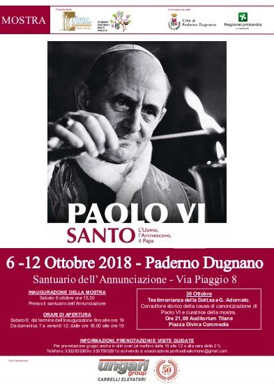 Featured image for “A Paderno (Mi): “Paolo VI Santo. L’Uomo, l’Arcivescovo, il Papa””