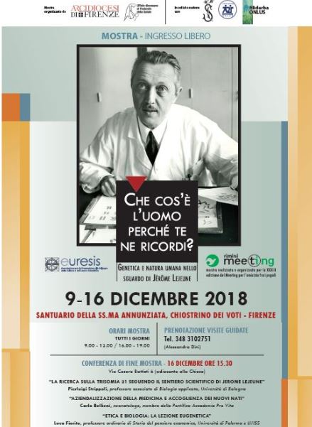 Featured image for “La mostra su Jérôme Lejeune a Firenze, 9 – 16 dicembre”