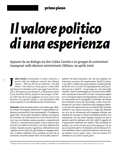 Featured image for “Julián Carrón: Il valore politico di una esperienza”