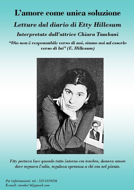 Featured image for “L’ Amore come unica soluzione
Chiara Tambani legge Etty Hillesum”