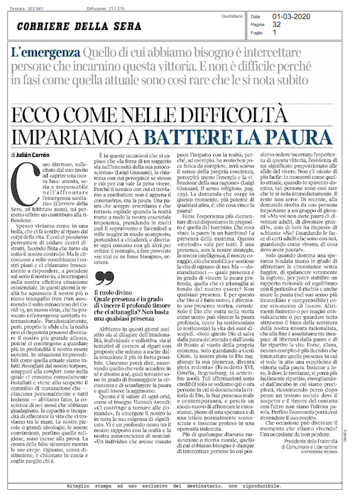 Featured image for “La lettera di Julián Carrón sul Corriere”