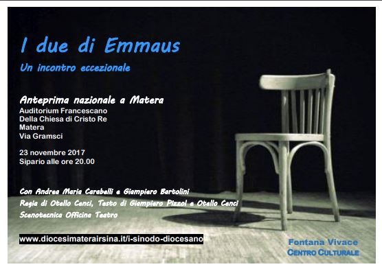 Featured image for ““I due di Emmaus” a Matera, 23/11”