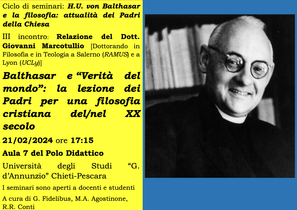 Featured image for “Chieti: Balthasar e “Verità del mondo”, ciclo di seminari”