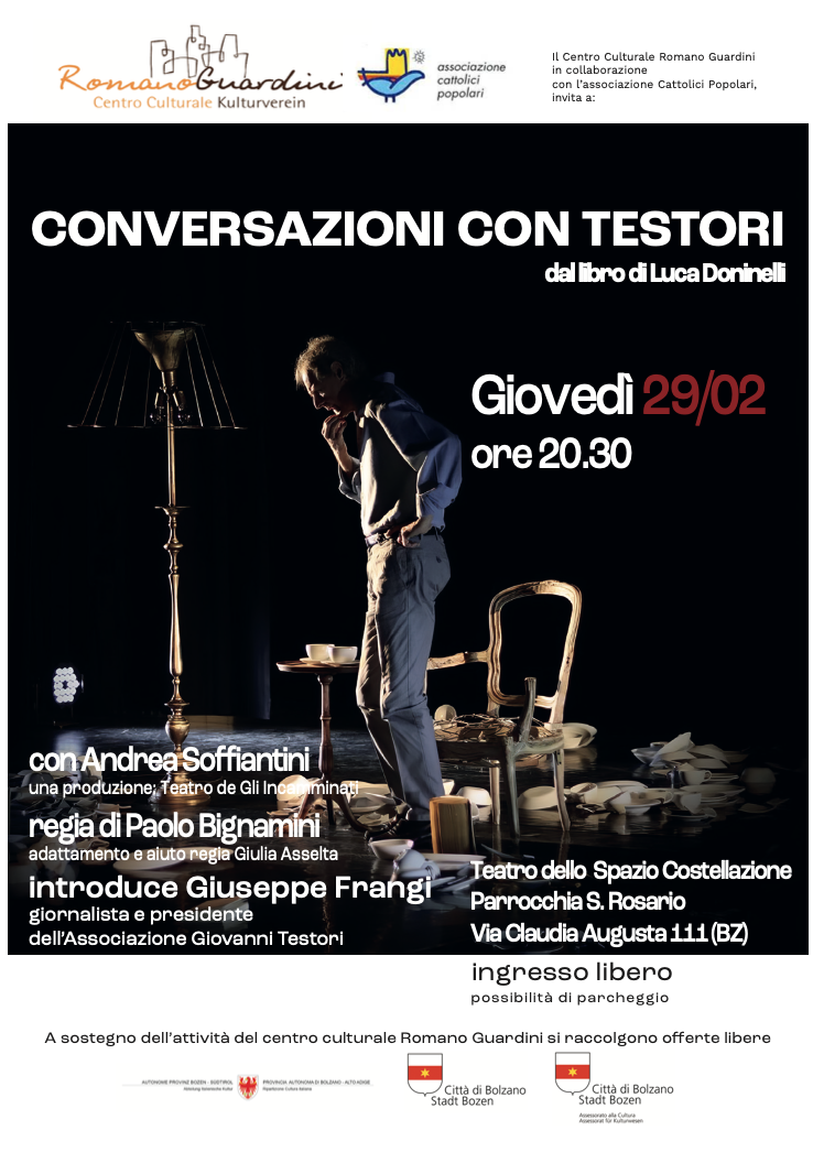 Featured image for “Bolzano: Conversazioni con Testori dal libro di Luca Doninelli”