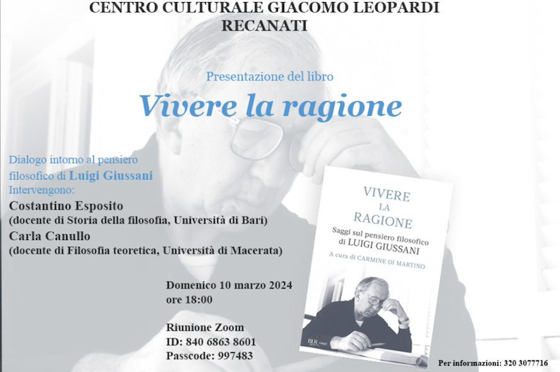 Featured image for “Recanati: Vivere la ragione. Saggi sul pensiero filosofico di Luigi Giussani”