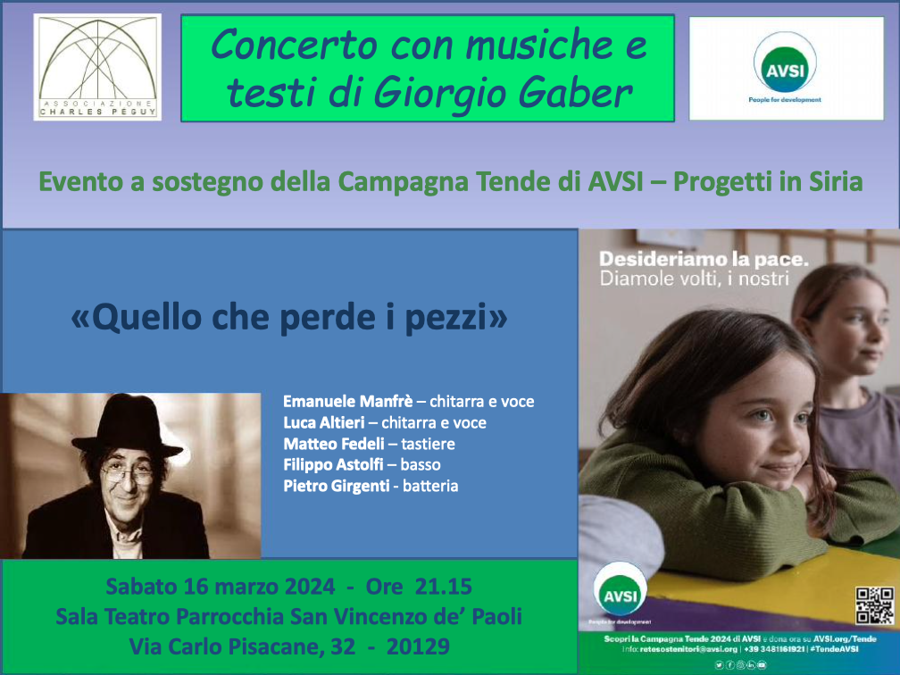 Featured image for “Milano: “Quello che perde i pezzi”, Giorgio Gaber – Tende AVSI”