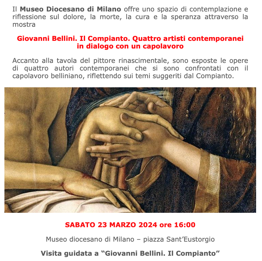 Featured image for “Gallarate (Va): Visita guidata a “Giovanni Bellini. Il Compianto””