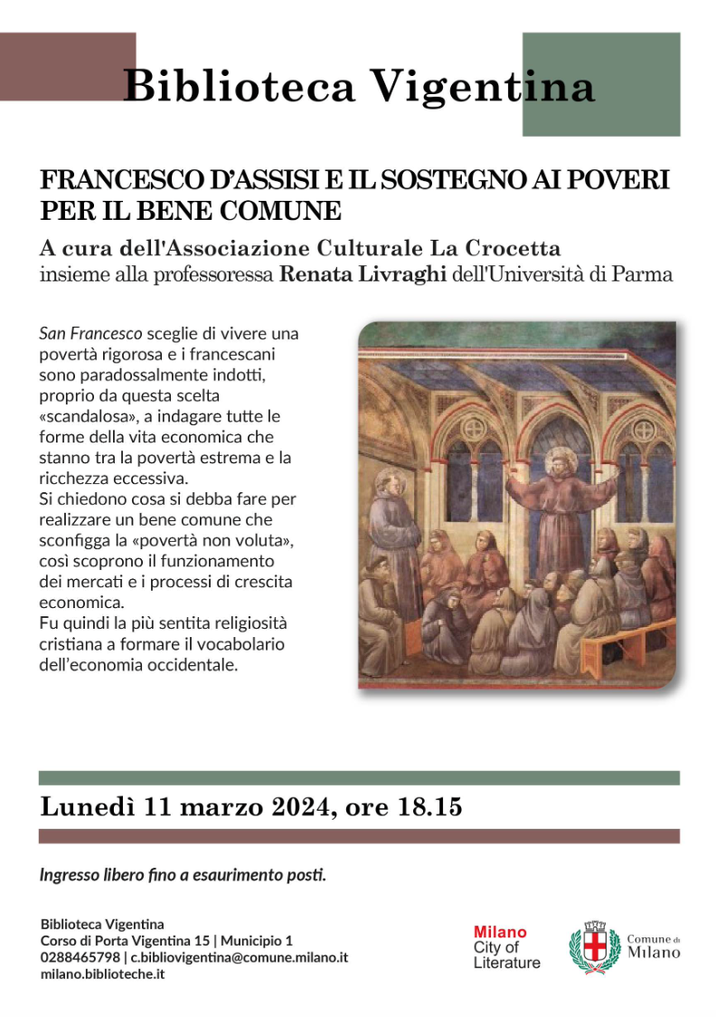 Featured image for “Milano: Francesco D’Assisi e il sostegno ai poveri per il bene comune”