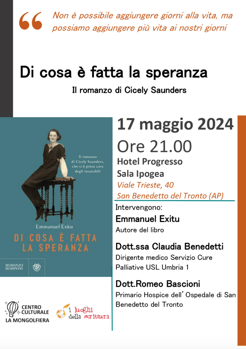 Featured image for “San Benedetto del Tronto (Ap): Di cosa è fatta la speranza. Il romanzo su Cicely Saunders”