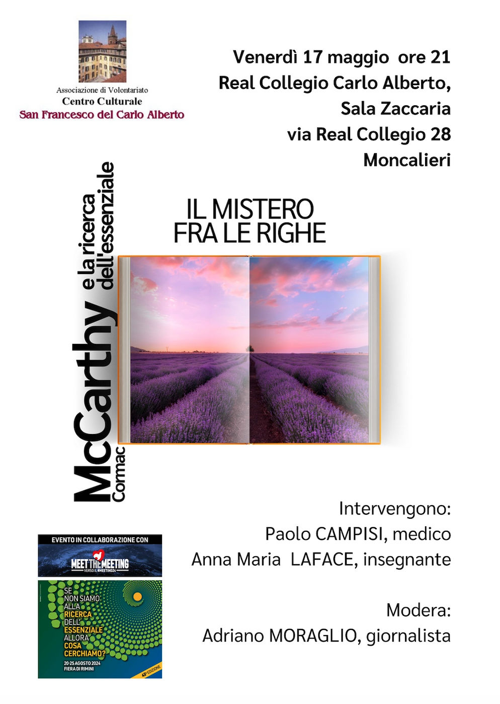 Featured image for “Moncalieri (To): “IL MISTERO FRA LE RIGHE.  McCarthy e la ricerca dell’essenziale””