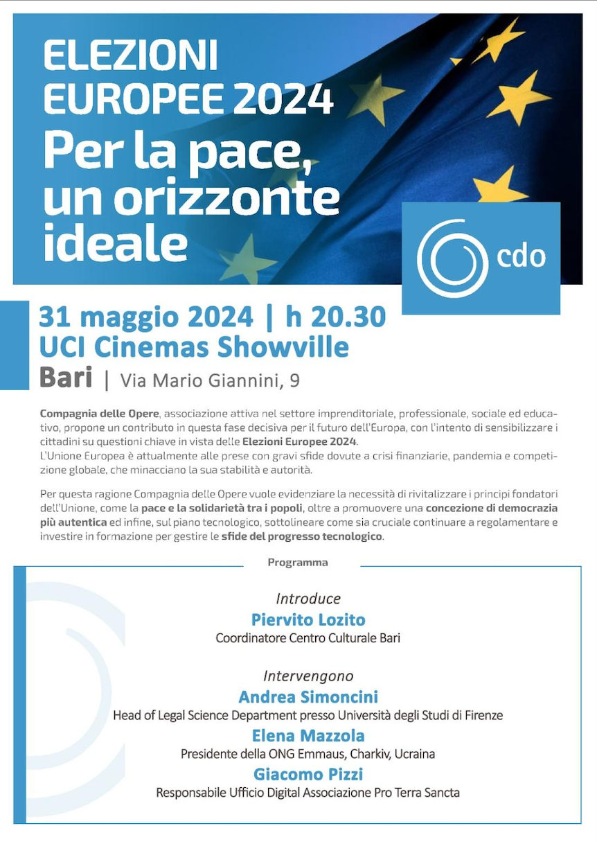 Featured image for “Bari: Elezioni europee 2024. Per la pace, un orizzonte ideale”