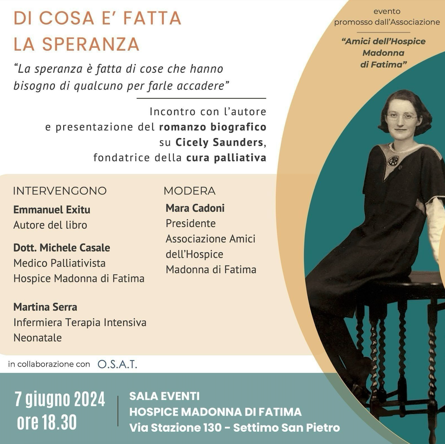 Featured image for “Cagliari: Di cosa è fatta la speranza, Cicely Saunders”
