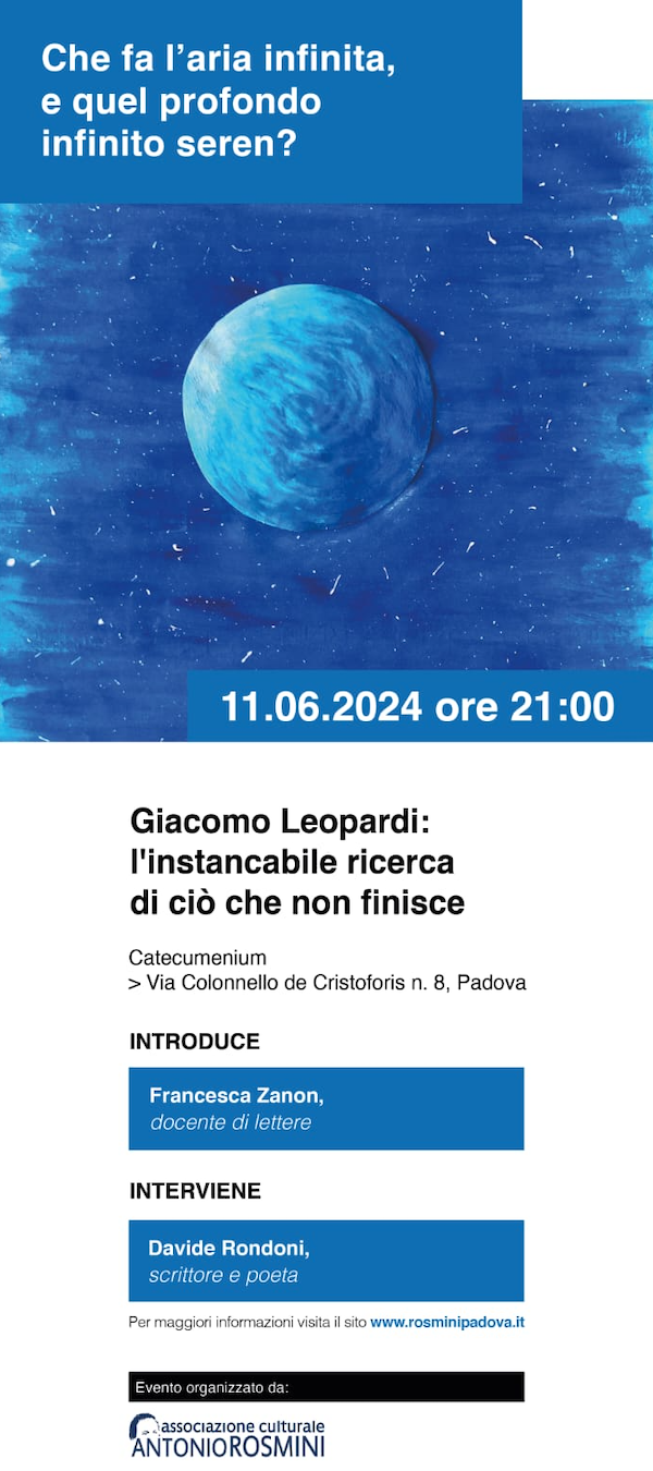 Featured image for “Padova: Giacomo Leopardi, l’instancabile ricerca di ciò che non finisce”