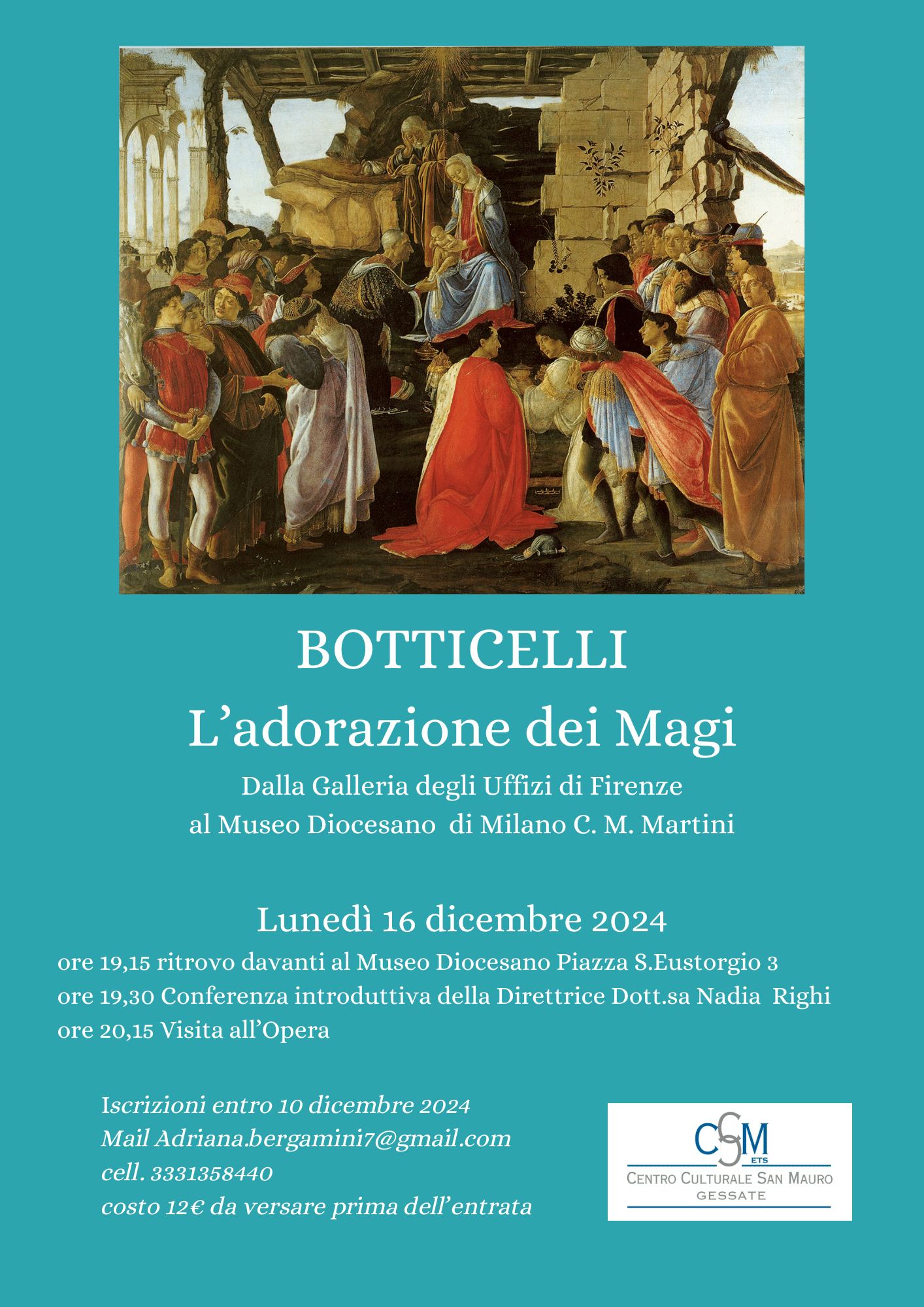 Featured image for “Gessate (Mi): Visita al Museo Diocesano: Botticelli – L’adorazione dei Magi”