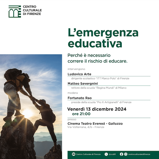 Featured image for “Firenze: L’emergenza educativa. Perchè è necessario correre il rischio di educare”