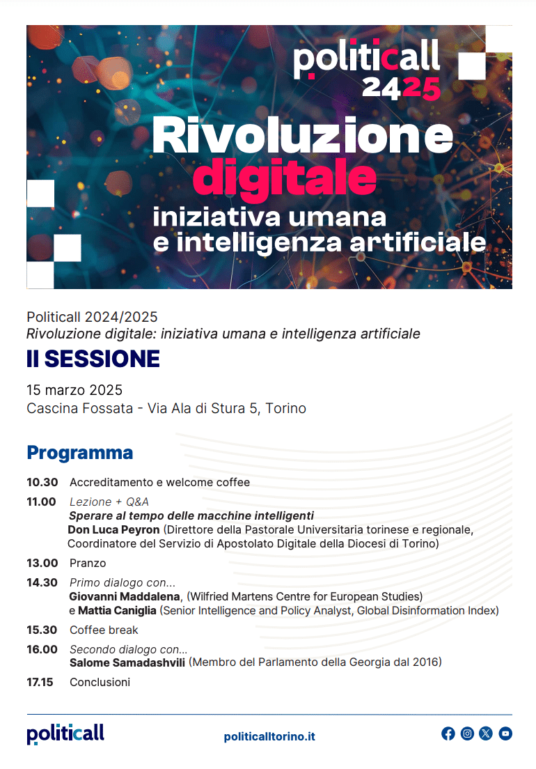 Featured image for “Torino: POLITICALL 24/25. Rivoluzione digitale, iniziativa umana e intelligenza artificiale”