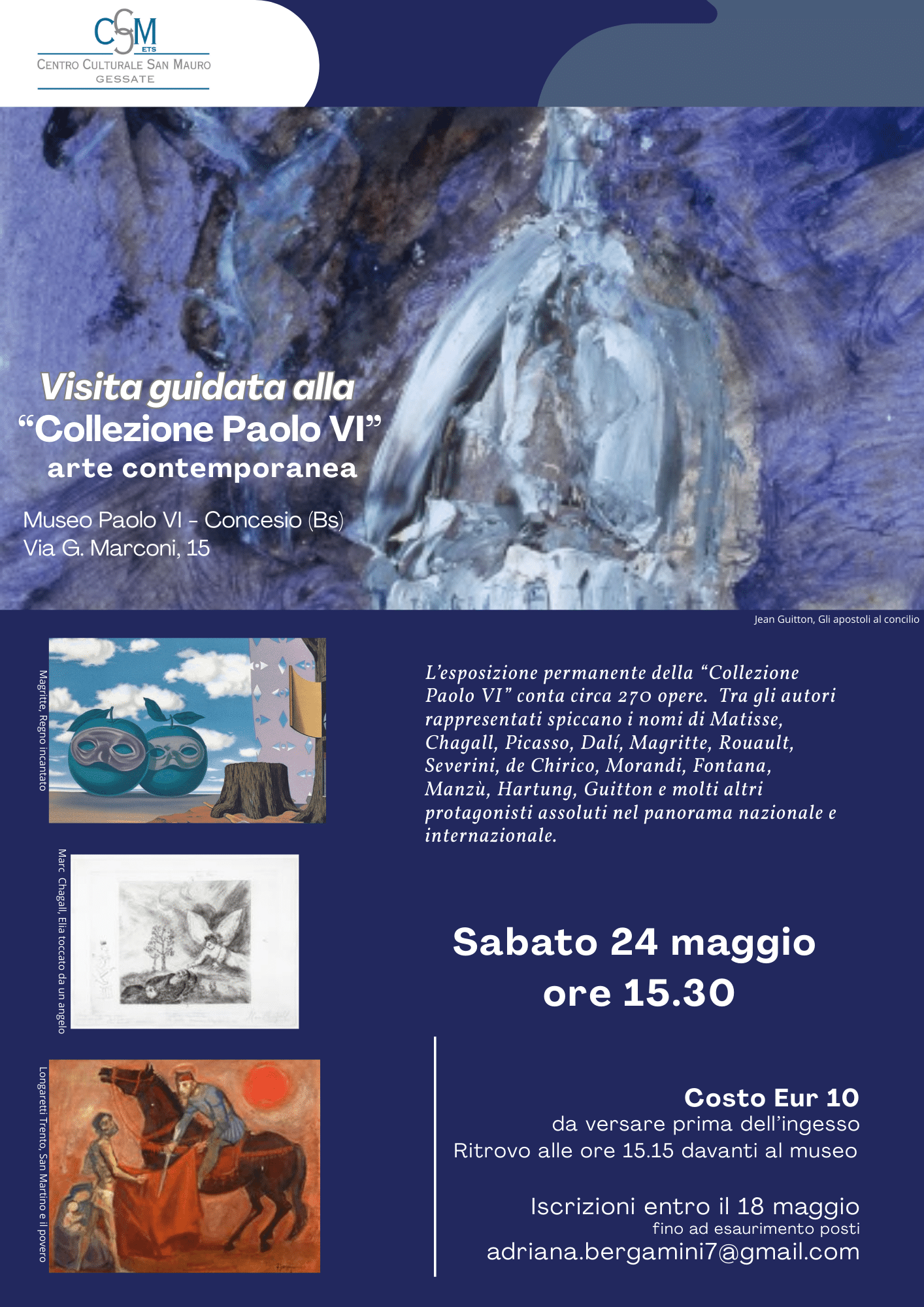 Featured image for “Gessate (Mi): Visita guidata “Collezione Paolo VI – arte contemporanea” a Concesio”