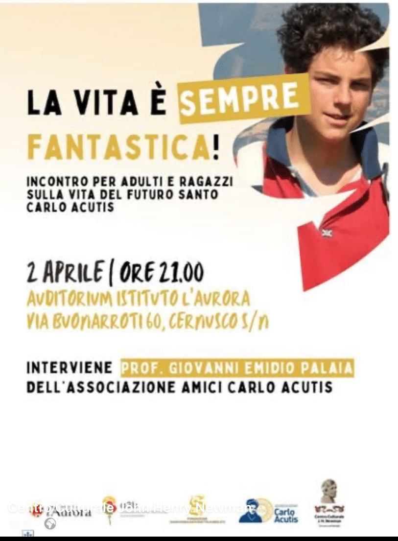 Featured image for “Cernusco (Mi): Incontro sulla vita del futuro santo Carlo Acutis”