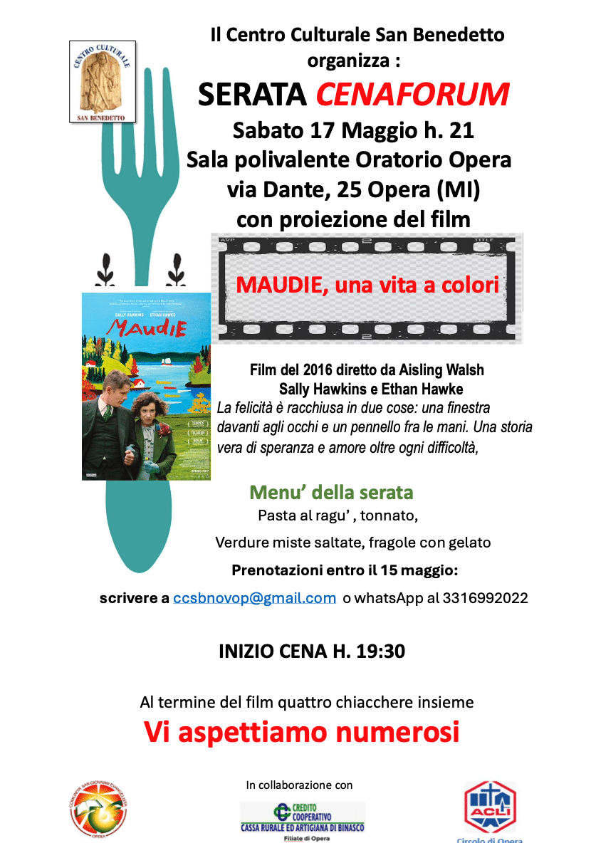Featured image for “Opera (Mi): Serata Cenaforum. Maudie, una vita a colori”