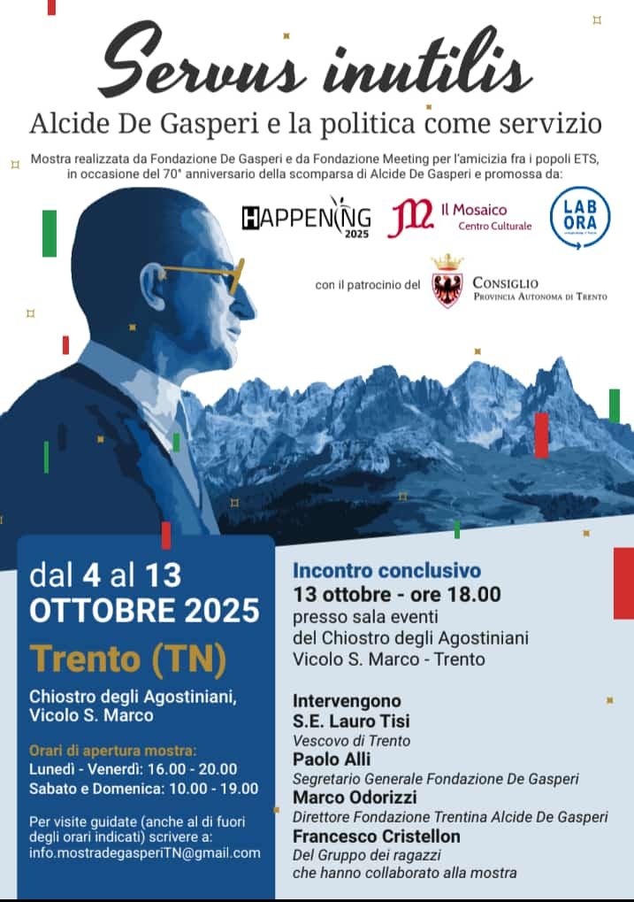 Featured image for “Trento: Evento conclusivo della Mostra “Servus inutilis””