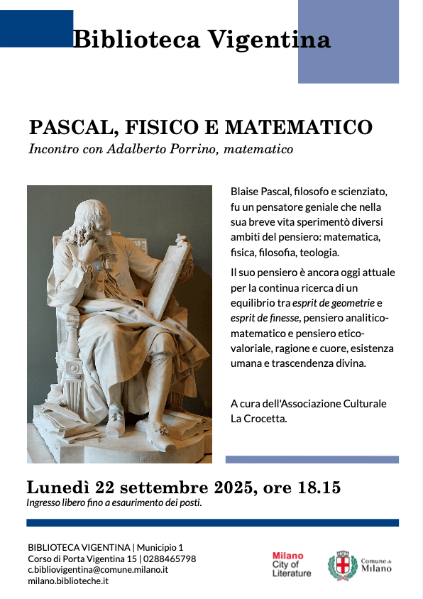 Featured image for “Milano: Adalberto Porrino su “Pascal, fisico e matematico””