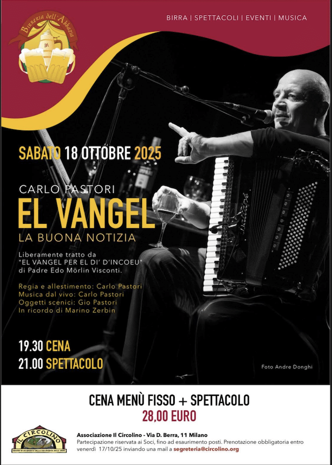 Featured image for “Milano: EL VANGEL. La buona notizia di Carlo Pastori”