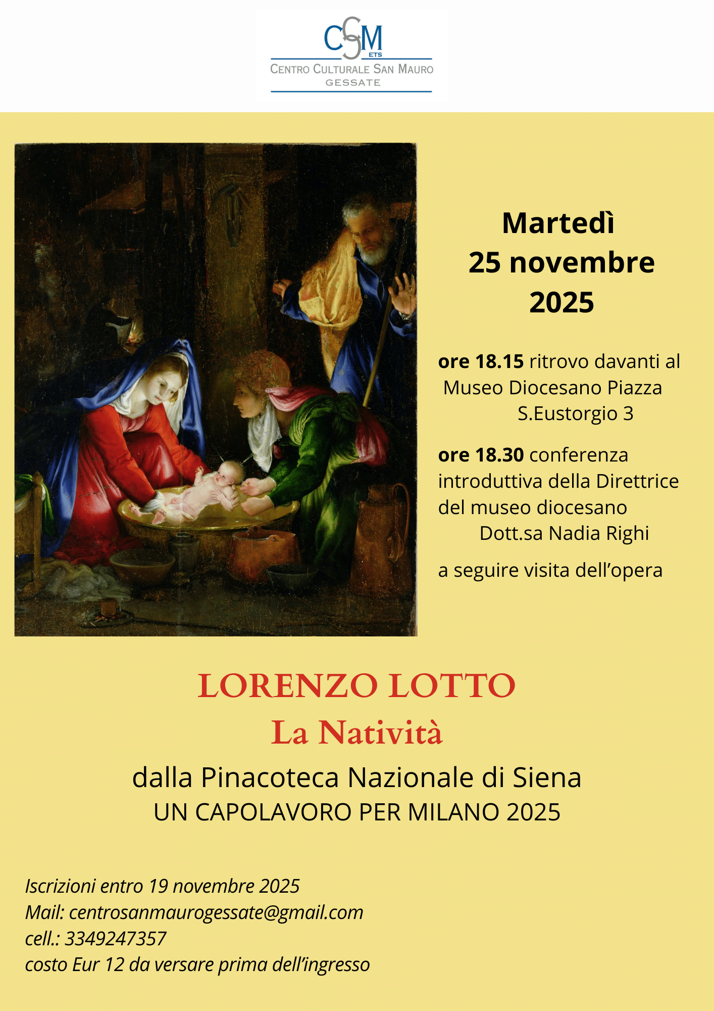 Featured image for “Gessate (Mi): Visita dell’opera di Lorenzo Lotto “La Natività””