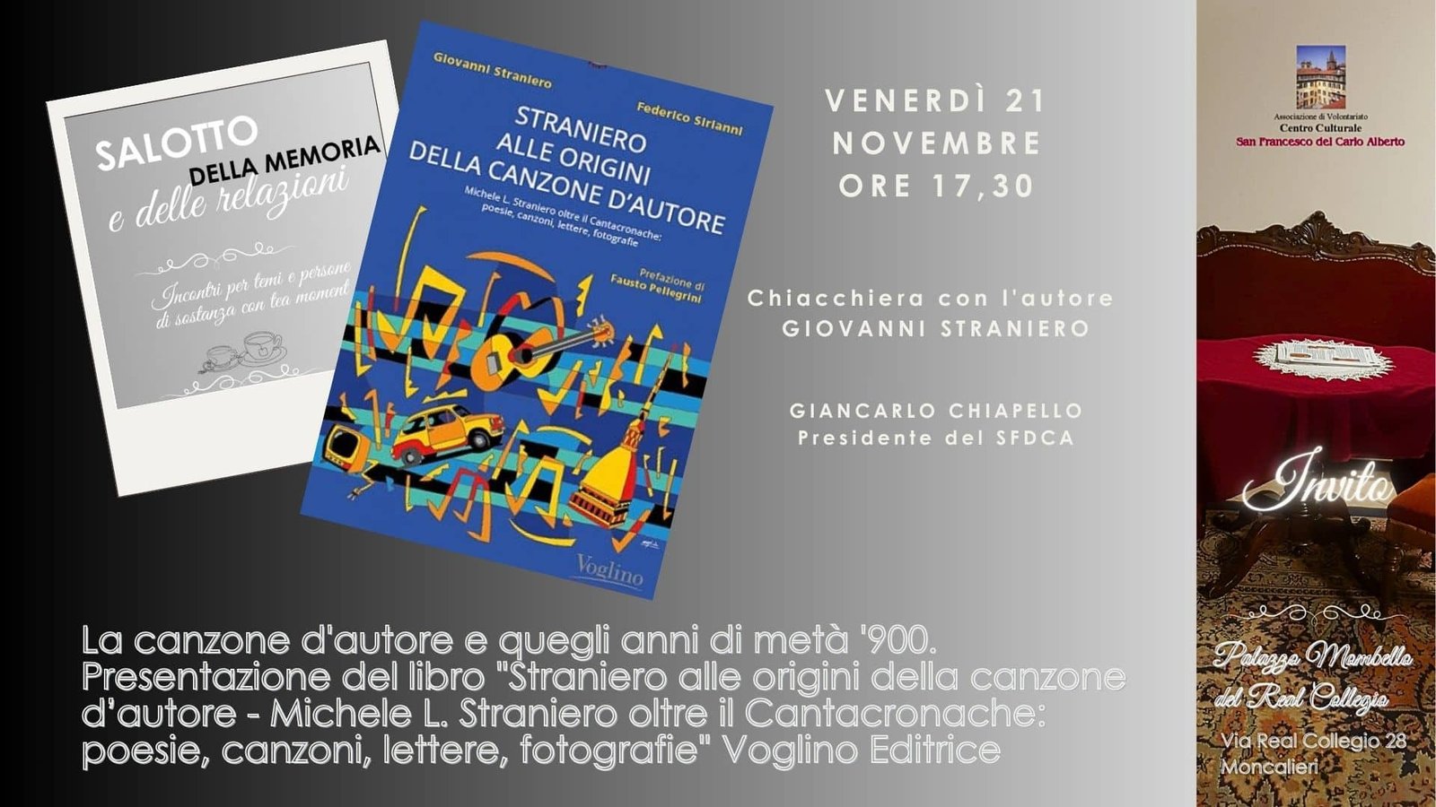 Featured image for “Moncalieri (To): Straniero alle origini della canzone d’autore”