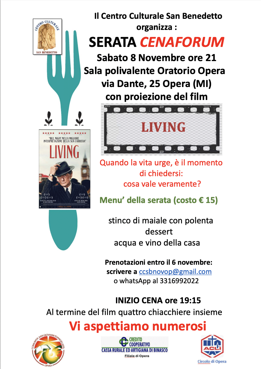 Featured image for “Opera (Mi): “Living”. Quando la vita urge..cosa vale veramente?”