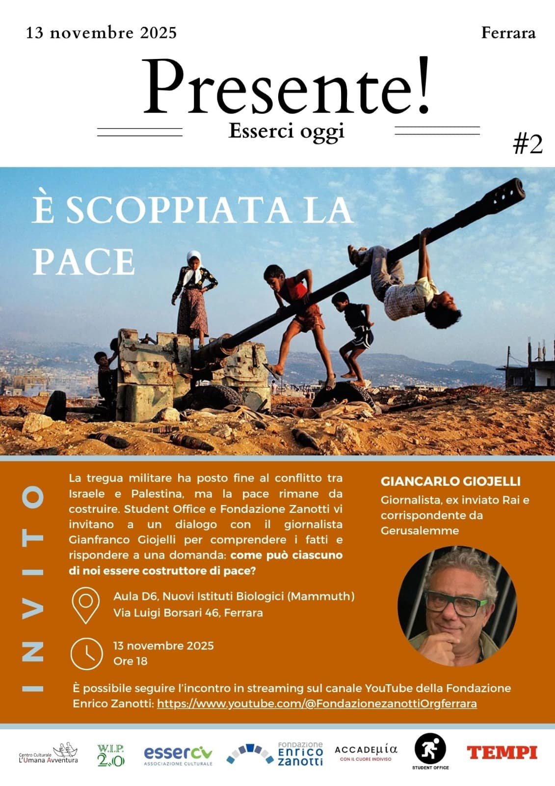 Featured image for “Ferrara: E’ scoppiata la pace. Come può ciascuno di noi essere costruttore di pace?”