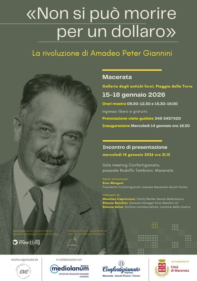 Featured image for “Macerata: “Non si può morire per un dollaro”. Amedeo Peter Giannini #meeting25”