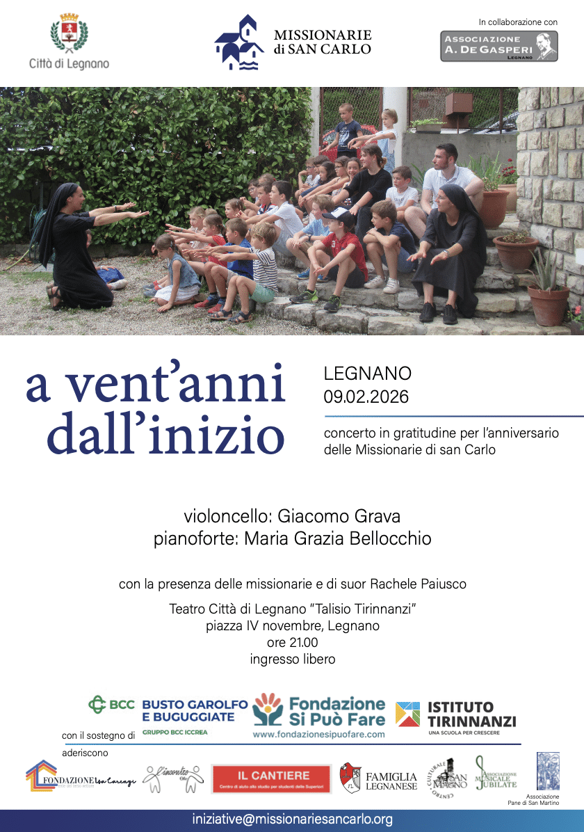 Featured image for “Legnano: A vent’anni dall’inizio.  Concerto per l’anniversario  delle Missionarie di San Carlo”