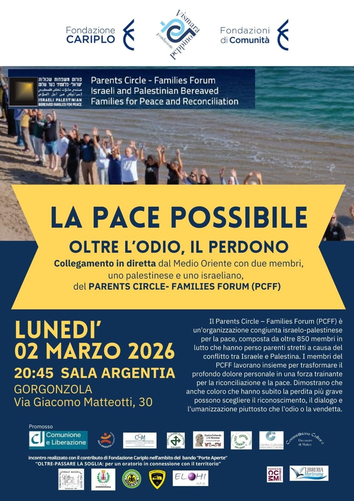 Featured image for “Gorgonzola (Mi): La pace possibile. Oltre l’odio, il perdono”