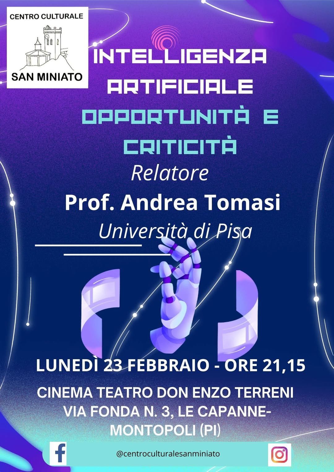 Featured image for “San Miniato (Pi): Intelligenza artificiale. Opportunità e criticità”