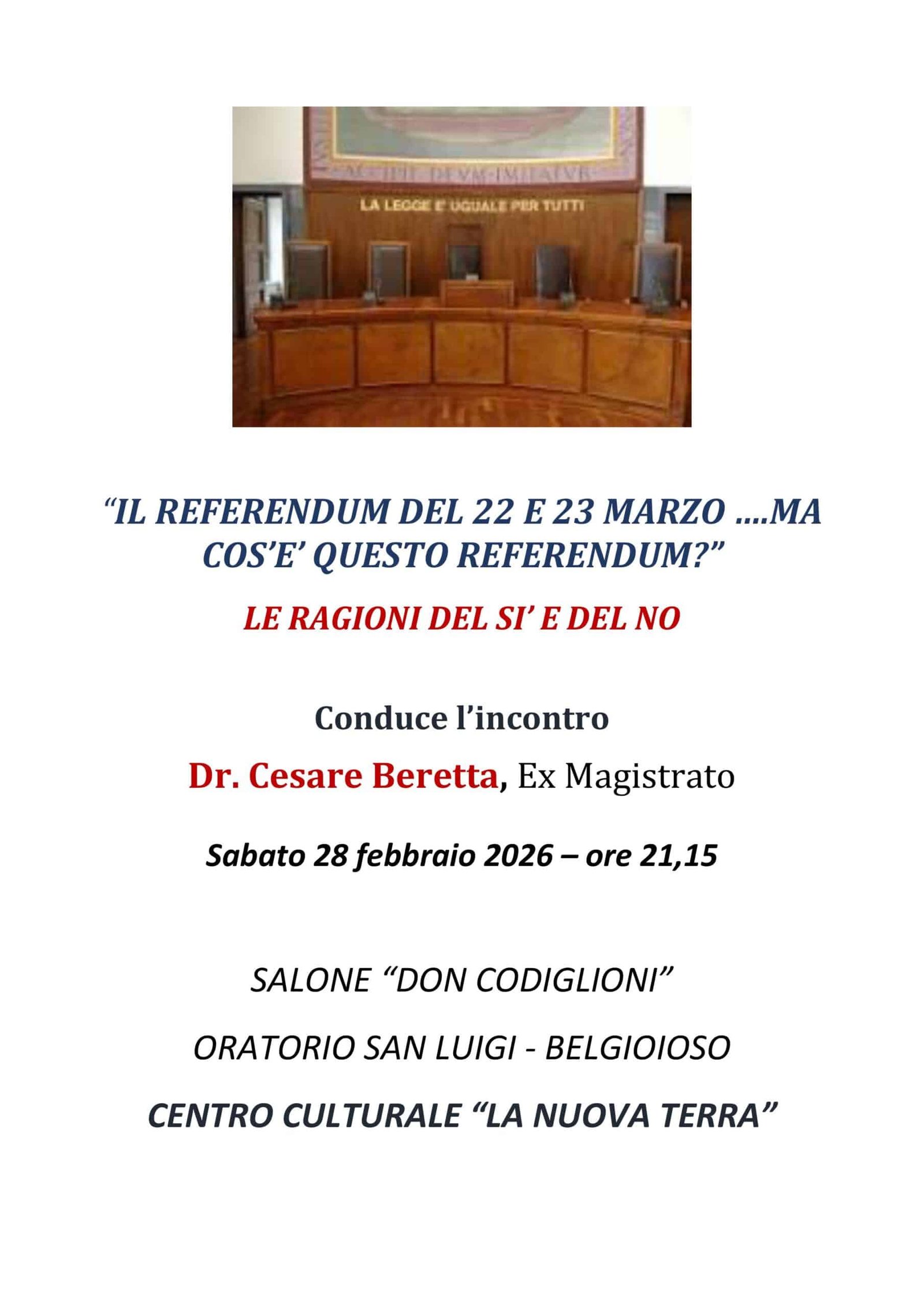 Featured image for “Belgioioso (Pv): Referendum del 22 e 23 marzo. Le ragioni del sì e del no”
