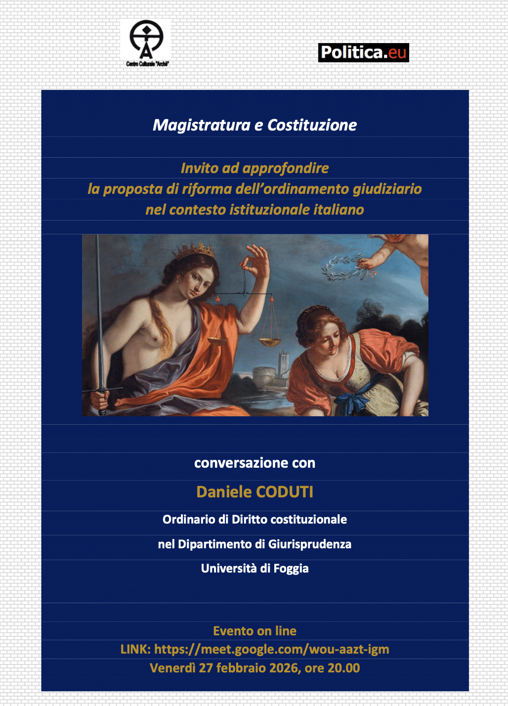 Featured image for “Foggia: Magistratura e Costituzione. Referendum Costituzionale 2026”