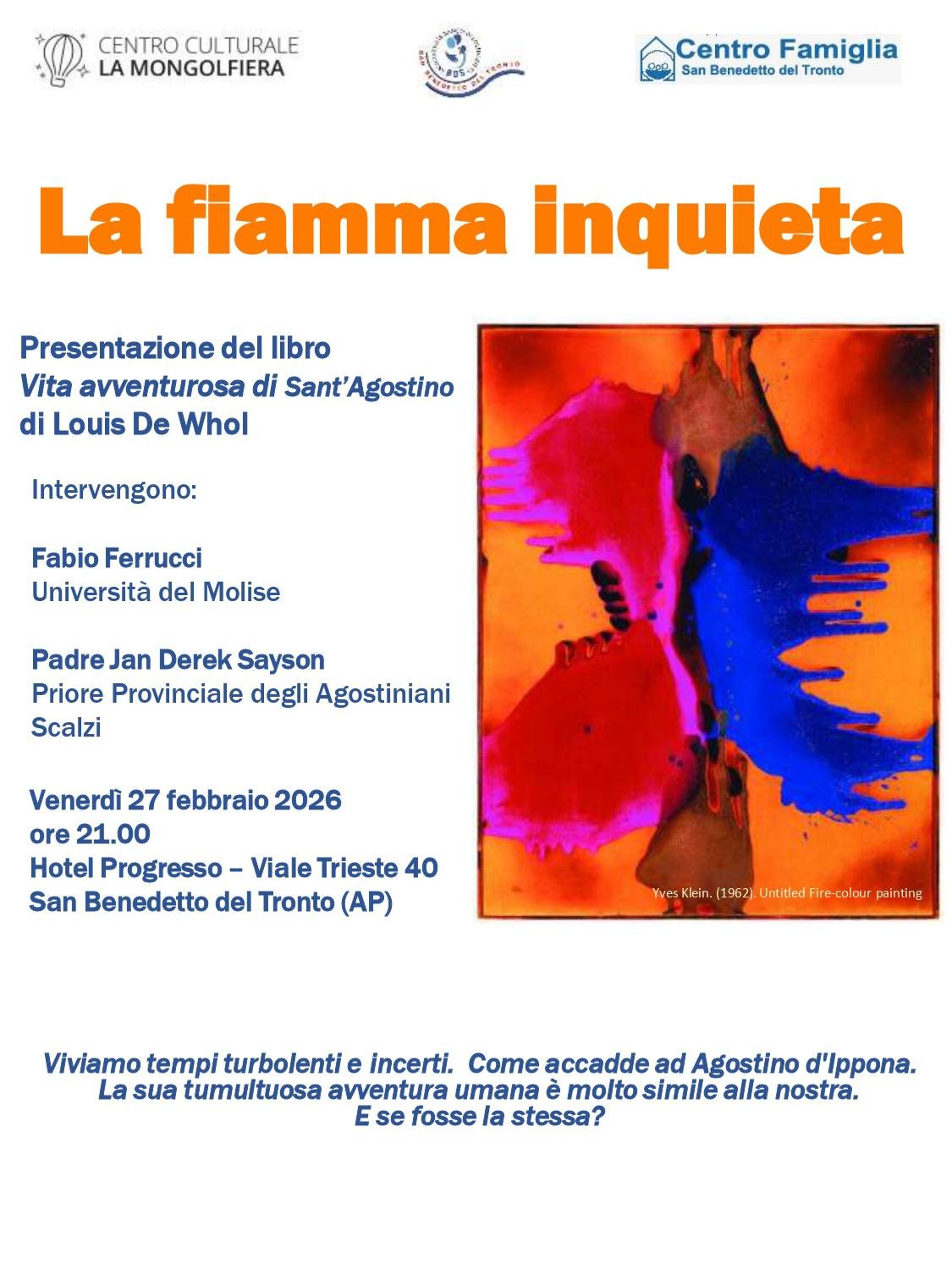 Featured image for “San Benedetto del Tronto (AP): La fiamma inquieta. Vita avventurosa di Sant’Agostino”