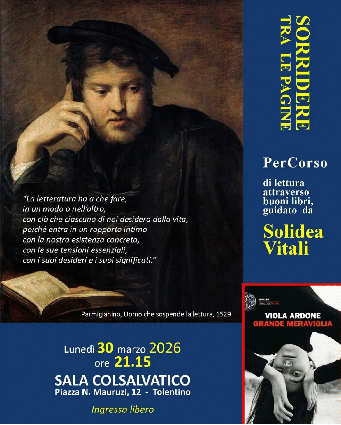 Featured image for “Tolentino: Sorridere tra le pagine….Grande Meraviglia di Viola Ardone”