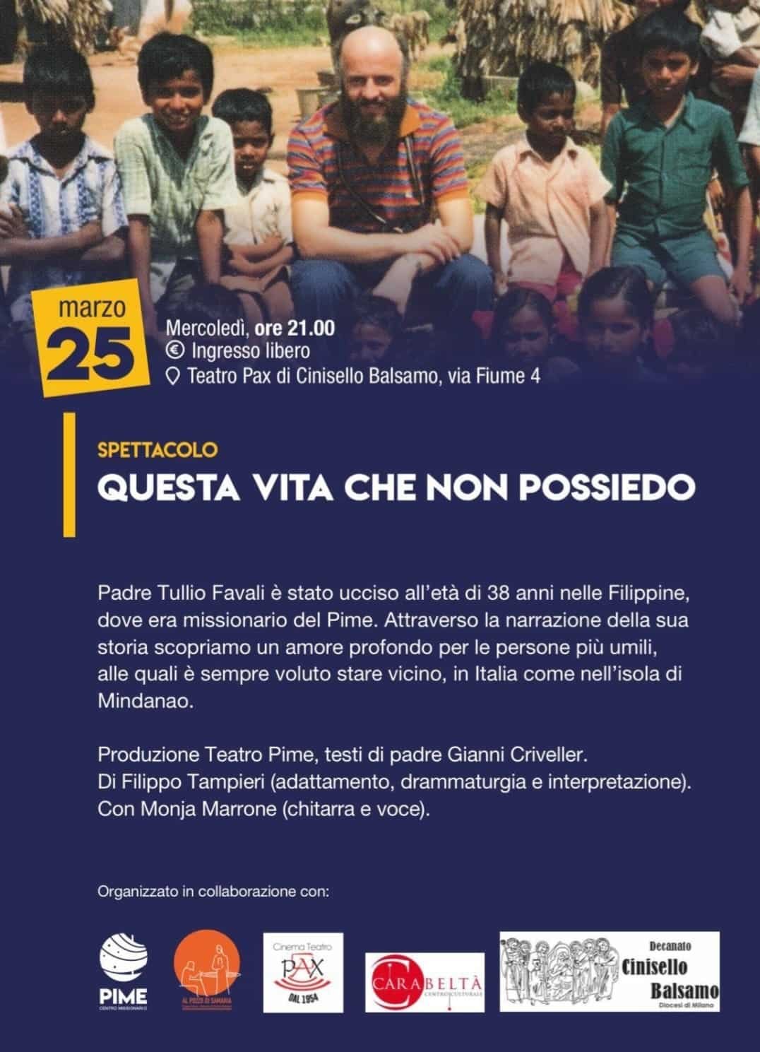 Featured image for “Cinisello (Mi): Spettacolo. Questa vita che non possiedo”