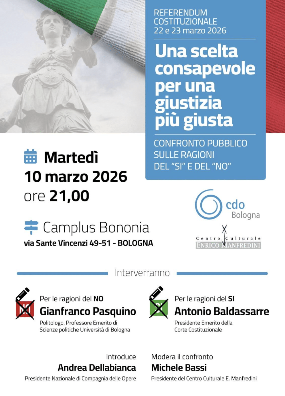 Featured image for “Bologna: Confronto pubblico sulle ragioni del si e del no. Referendum 2026”