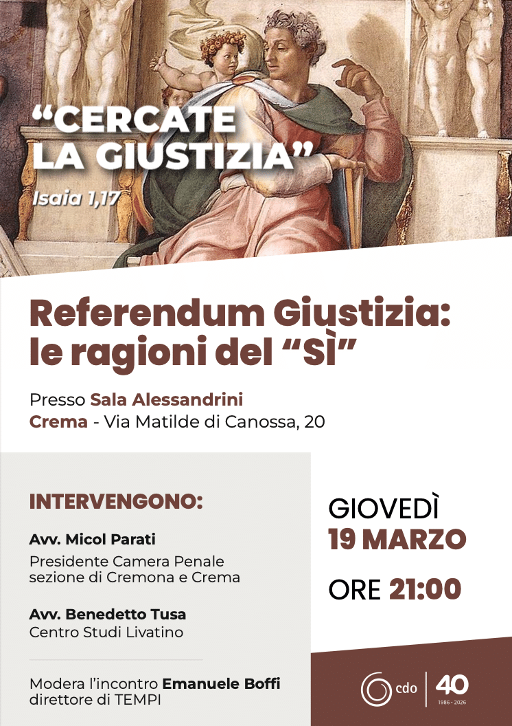 Featured image for “Crema: Referendum Giustizia, le ragioni del “Si””