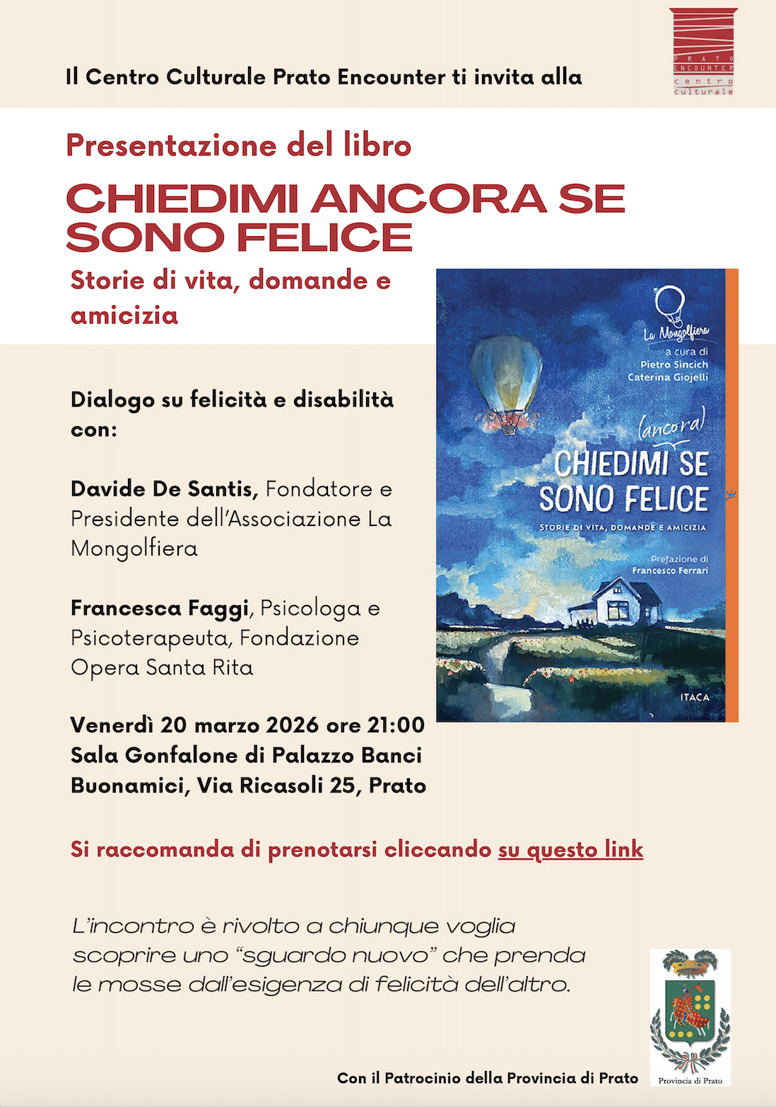 Featured image for “Prato: Chiedimi ancora se sono felice. Storie di vita, domande e amicizia”