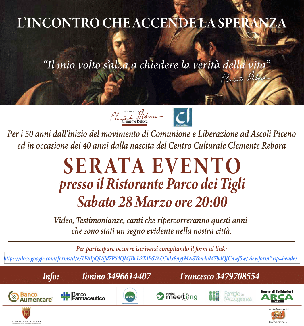 Featured image for “Ascoli Piceno: L’incontro che accende la speranza. 40 anni del Centro culturale”