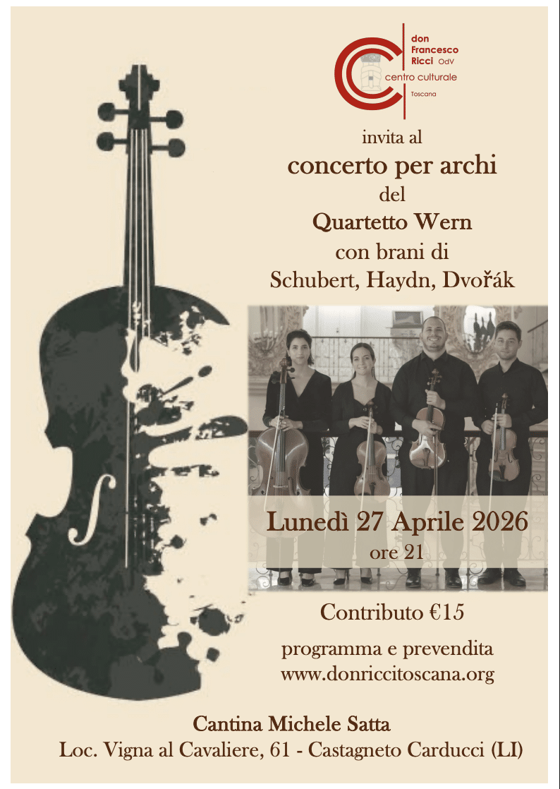 Featured image for “Castagneto Carducci (LI): Concerto per archi del Quartetto Wern con brani di Schubert, Haydn, Dvořák”