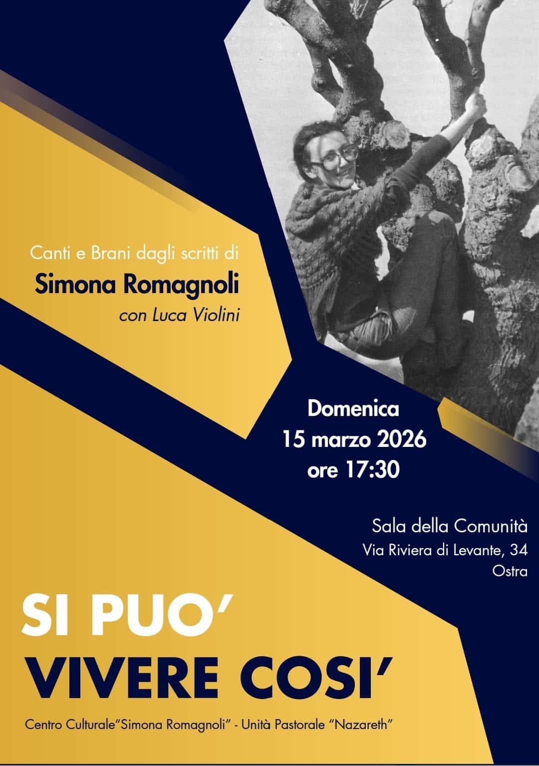 Featured image for “Ostra (AN): Si può vivere così, canti e brani dagli scritti di Simona Romagnoli”