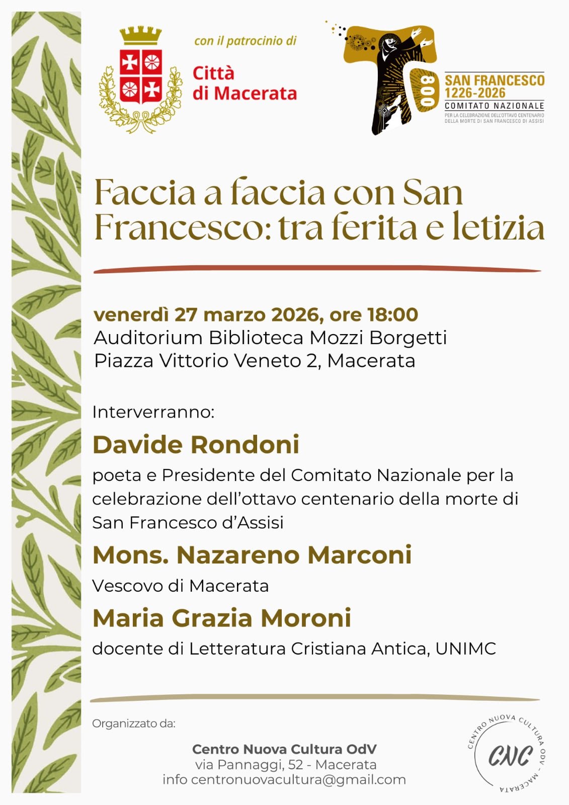 Featured image for “Macerata: Faccia a faccia con San Francesco. Dalla ferita alla letizia”