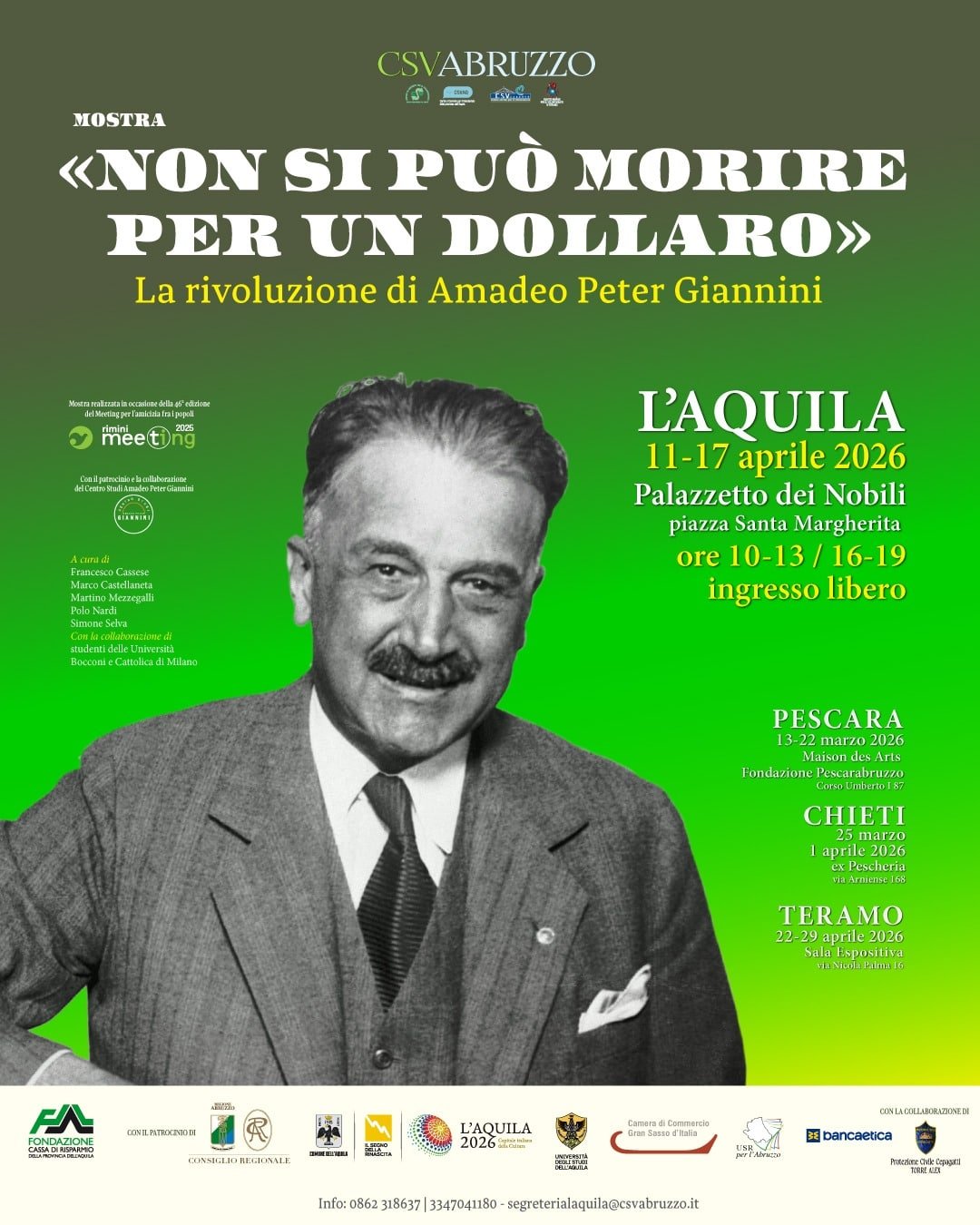 Featured image for “L’Aquila: Non si può morire per un dollaro. La rivoluzione di Amadeo Peter Giannini”