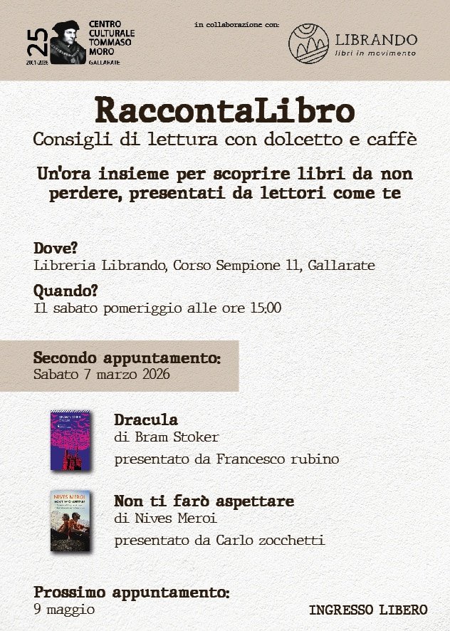 Featured image for “Gallarate (Va): RaccontaLibro..un’ora insieme per scoprire libri da non perdere”
